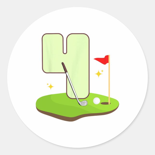 Sticker Rond 4e Golf Anniversaire Golfeur 4 ans Parti Anniversa (Devant)