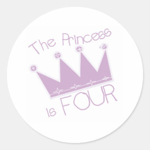 Sticker Rond 4ème anniversaire de princesse Crown
