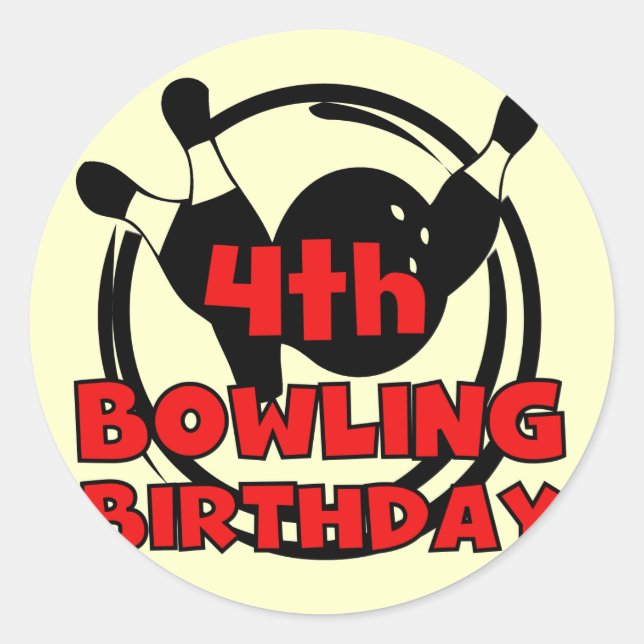 Sticker Rond 4ème T-shirts et cadeaux d'anniversaire de bowling (Devant)
