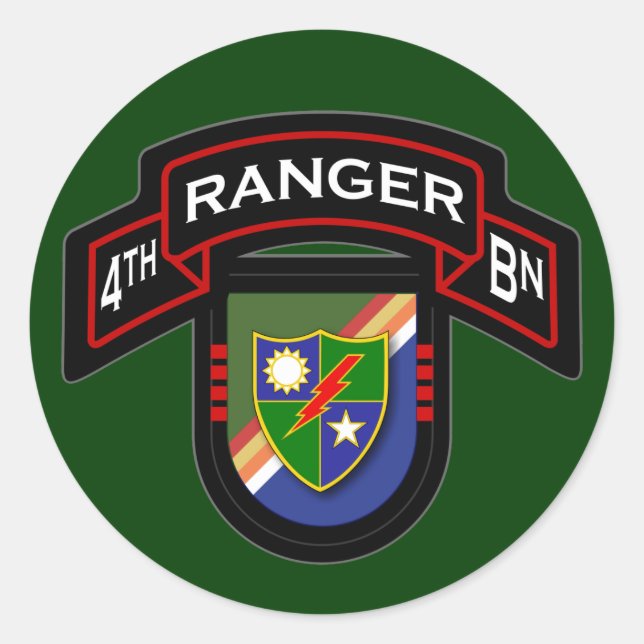 Sticker Rond 4th Bn, 75th Ranger Regiment - Airborne (Devant)