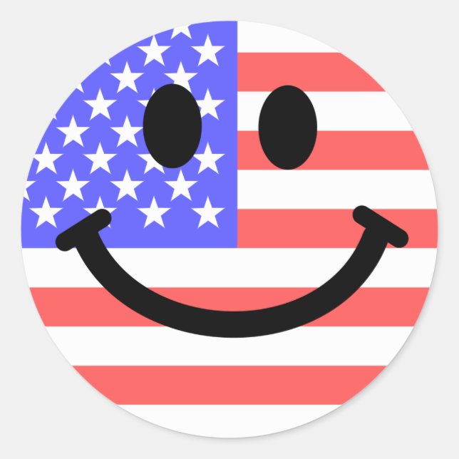 Sticker Rond 4th of July American Flag face (Devant)