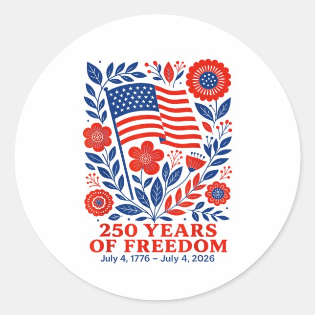 Sticker Rond 4th of July Patriotic 250th Anniversary 250 Years  (Devant)
