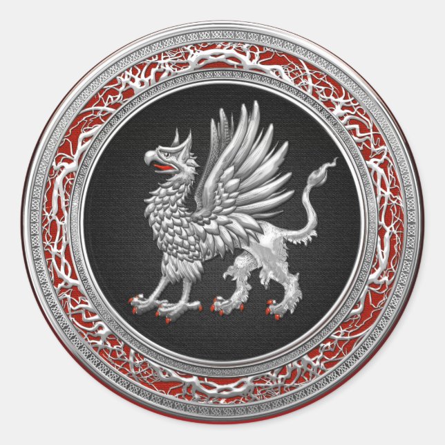 Sticker Rond [500] Griffin d'argent sacré (Devant)