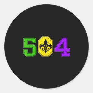 Sticker Rond 504 Mardi Gras La Nouvelle-Orléans Louisiane Carna