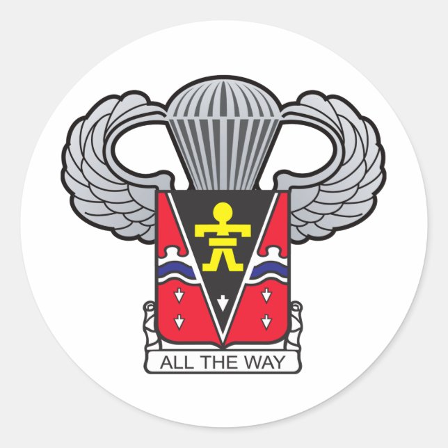 Sticker Rond 509e crête aéroportée avec ailes aéroportées (Devant)