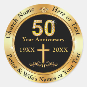 Sticker Rond 50 ans Anniversaire de l'Église, Enveloppe ou Favo