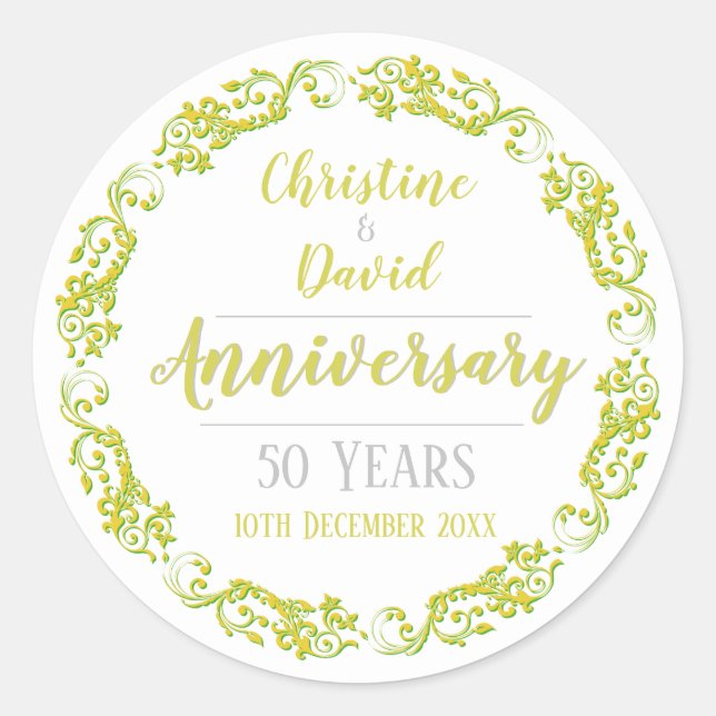 Sticker Rond 50 Ans - Anniversaire de Mariage de Diamant (Devant)