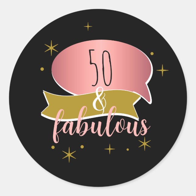 Sticker Rond 50 ans et Fabuleux Anniversaire (Devant)