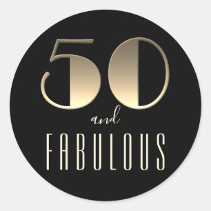 Sticker Rond 50 ans et Fabuleux Anniversaire Noir et Or