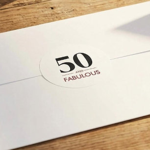 Sticker Rond 50 ans et fabuleux dire d'anniversaire au vin de c