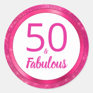 Sticker Rond 50 ans et fabuleux Hot Pink Glam 50e anniversaire