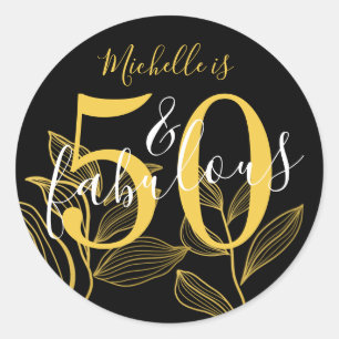 Sticker Rond 50 ans et Fabuleux Moderne Noir & Or