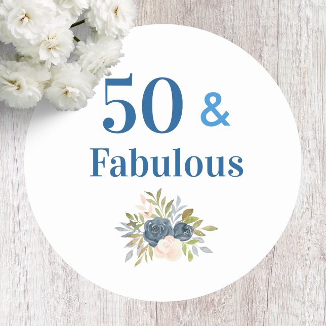 Sticker Rond 50 ans et Fabulux Anniversaire Bleu (Créateur téléchargé)