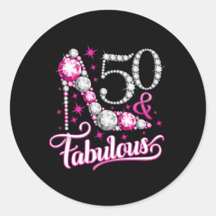 Sticker Rond 50 Cinquante Et Fabuleux Pour Les Dames