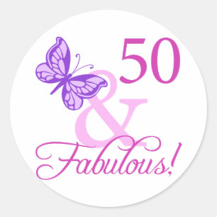 Sticker Rond 50 Et Cadeaux Fabuleux D'Anniversaire (Plum)