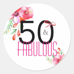 Sticker Rond 50 et cinquantième fête d'anniversaire élégant