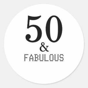 Sticker Rond 50 Et Fabuleuse fête d'anniversaire Noir Blanc ten