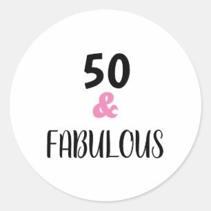 Sticker Rond 50 Et Fabuleuse Typographie Anniversaire Fête