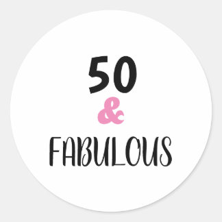 Sticker Rond 50 Et Fabuleuse Typographie Anniversaire Fête