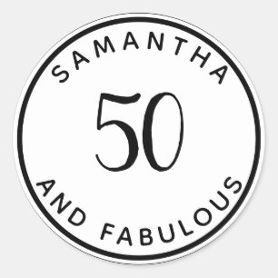 Sticker Rond 50 Et fabuleux 50e anniversaire moderne minimal