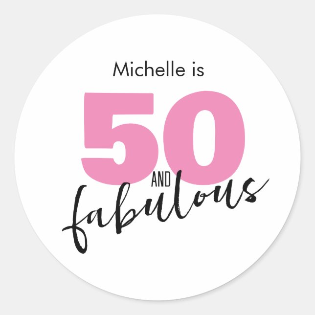 Sticker Rond 50 et fabuleux 50e cadeau d'anniversaire Cinquante (Devant)