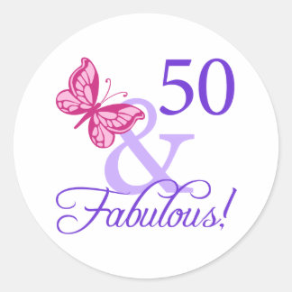 Sticker Rond 50 Et Fabuleux Anniversaire