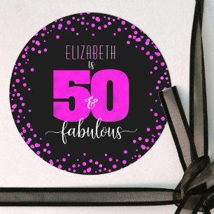Sticker Rond 50 et fabuleux anniversaire noir bouillant point r