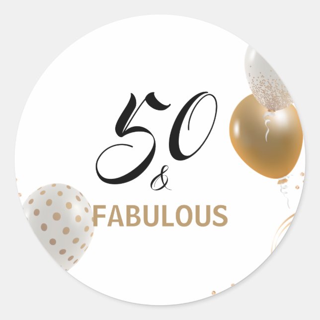Sticker Rond 50 et fabuleux Ballons de la Black Gold Party d'an (Devant)