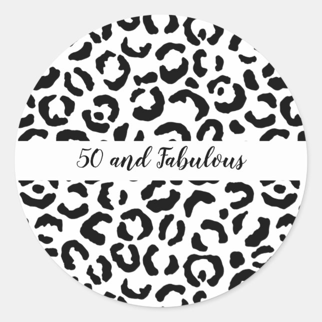 Sticker Rond 50 et fabuleux Cheetah noir et blanc Imprimer (Devant)