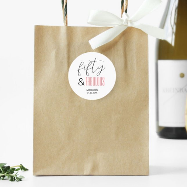 Sticker Rond 50 et fabuleux Custom 50e Anniversaire Script mode (Créateur téléchargé)