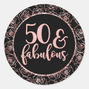 Sticker Rond 50 Et fabuleux Elégant 50e Anniversaire Rose Gold