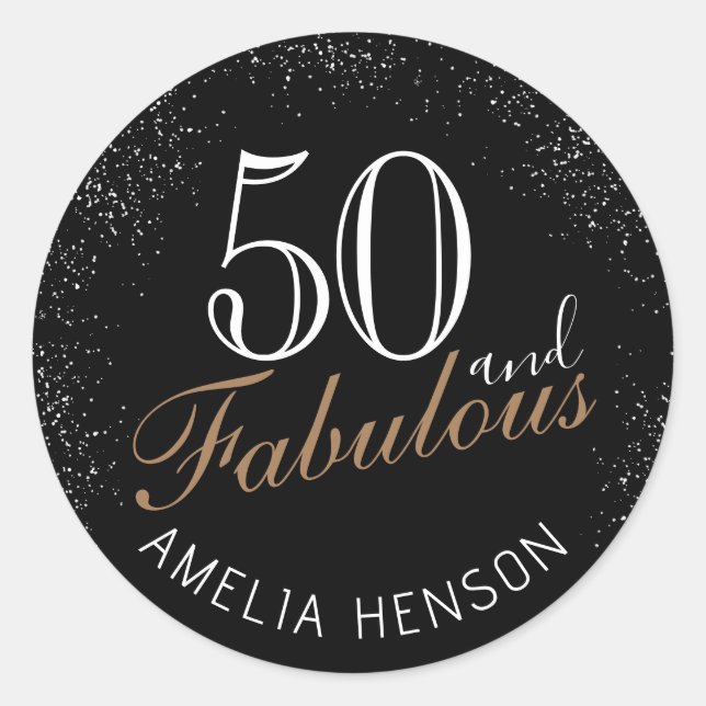 Sticker Rond 50 et fabuleux Elegant Black 50e anniversaire (Devant)