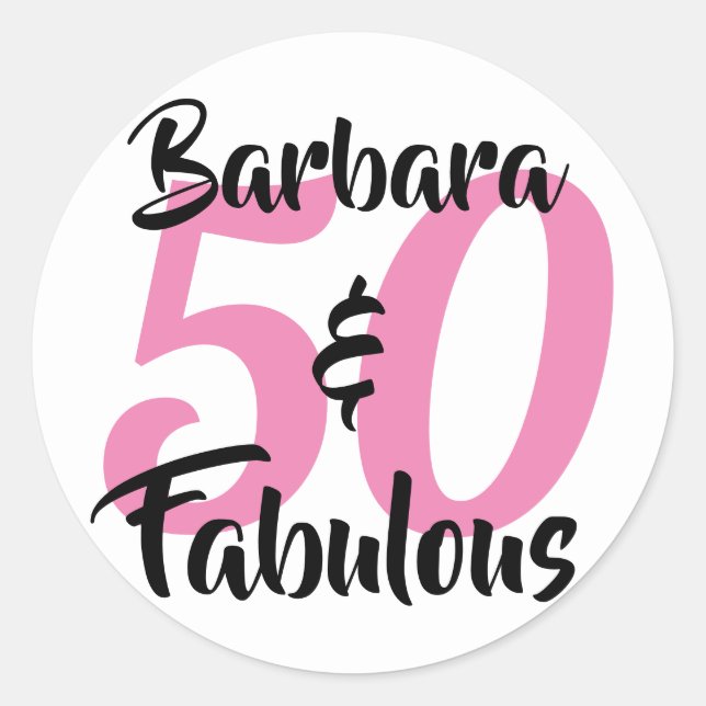 Sticker Rond 50 et fabuleux fête d'anniversaire personnalisée (Devant)