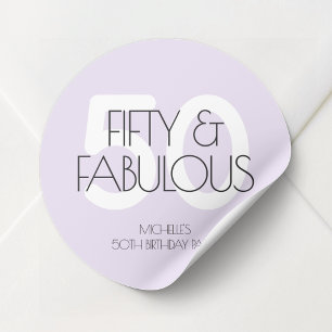 Sticker Rond 50 et fabuleux Moderne Purple Cinquante Anniversai