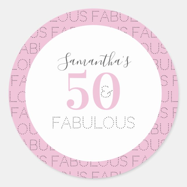 Sticker Rond 50 et fabuleux Pink Modern 50e anniversaire (Devant)
