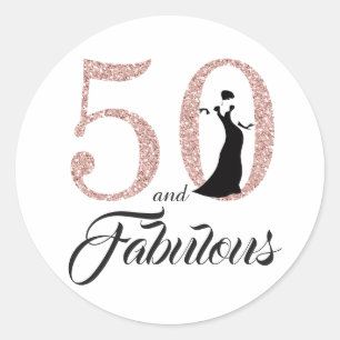 Sticker Rond 50 et fabuleux   Typographie 50e anniversaire