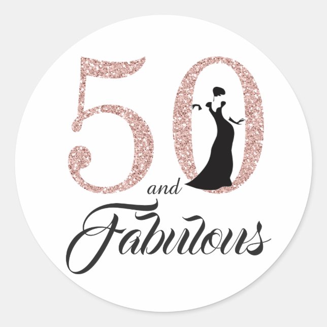 Sticker Rond 50 et fabuleux | Typographie 50e anniversaire (Devant)