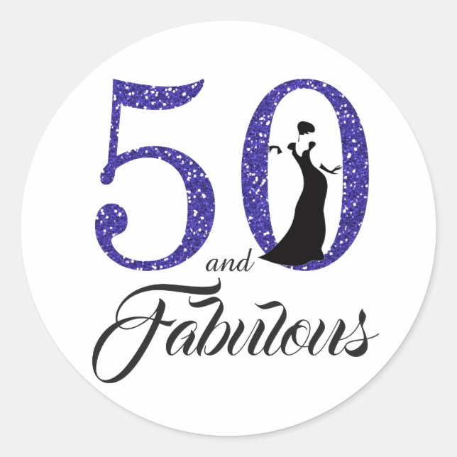 Sticker Rond 50 et fabuleux | Typographie 50e anniversaire (Devant)