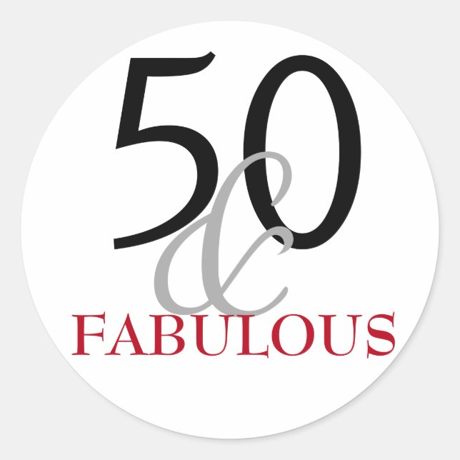 Sticker Rond 50 et fabuleux | Typographie 50e anniversaire (Devant)
