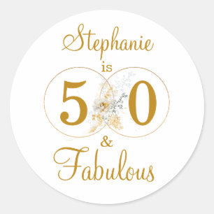Sticker Rond 50 et Fabulous Custom Name 50e anniversaire
