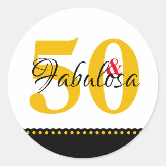 Sticker Rond 50 et Fabulous ESPAGNOL jaune moderne propre