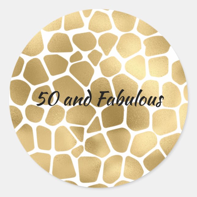 Sticker Rond 50 et Fabulous Gold Giraffe Imprimer Abstrait (Devant)