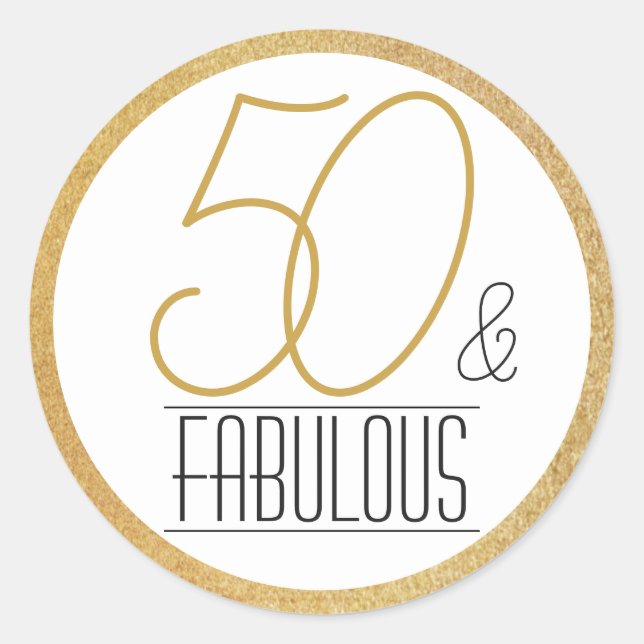 Sticker Rond 50 et Fabulous Gold Personnalisé fête d'anniversai (Devant)