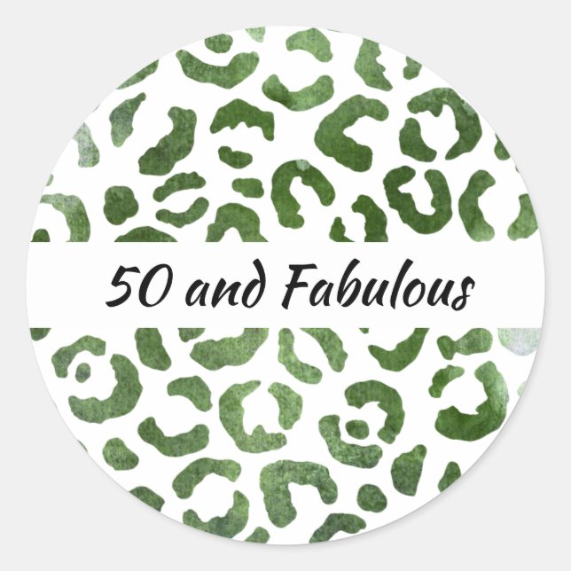 Sticker Rond 50 et Fabulous Green Cheetah Imprimer Abstrait (Devant)