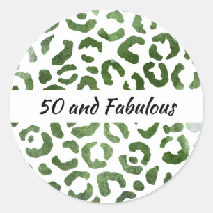 Sticker Rond 50 et Fabulous Green Cheetah Imprimer Abstrait