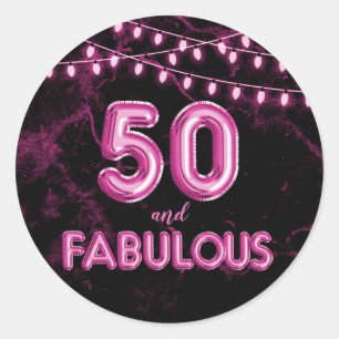 Sticker Rond 50 et Fabulous Lights & Pink Foil Ballons