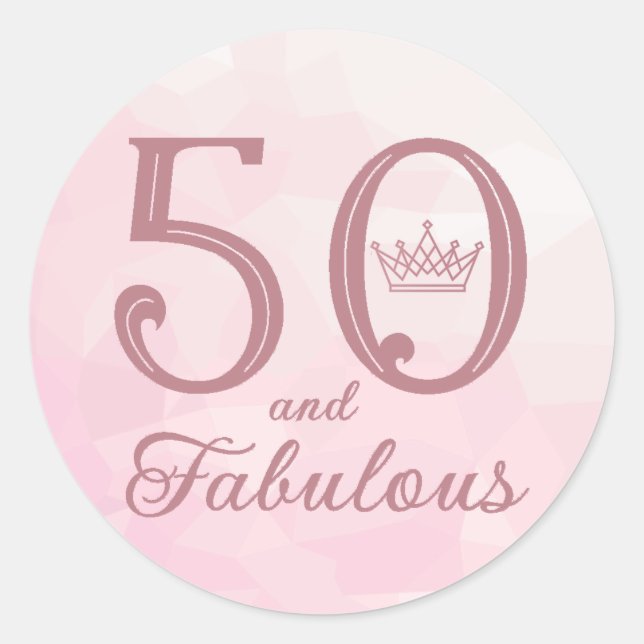 Sticker Rond 50 et Fabulous Moderne Elegant Rose Gold (Devant)