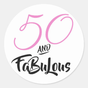 Sticker Rond 50 et Fabulous Pink Personnalisé fête d'anniversai