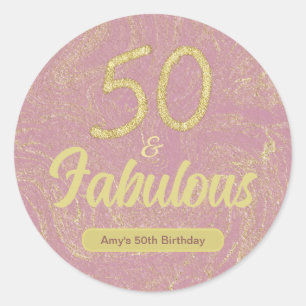 Sticker Rond 50 et Fabulous Rose Gold 50e fête d'anniversaire