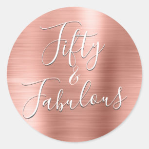 Sticker Rond 50 et Fabulous Rose Gold   Blush Pink Modern